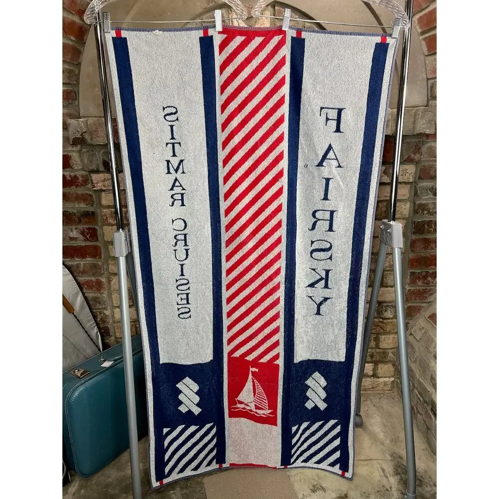 beach towel Fairsky cruise striped sailboat blue red